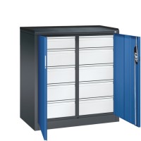 Tool cabinet with lockable revolving doors - 10 drawers (Classic..